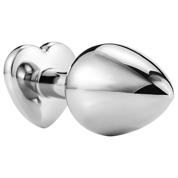 Sunfo - metalen anale plug met hartvormige roze steen (zilver)