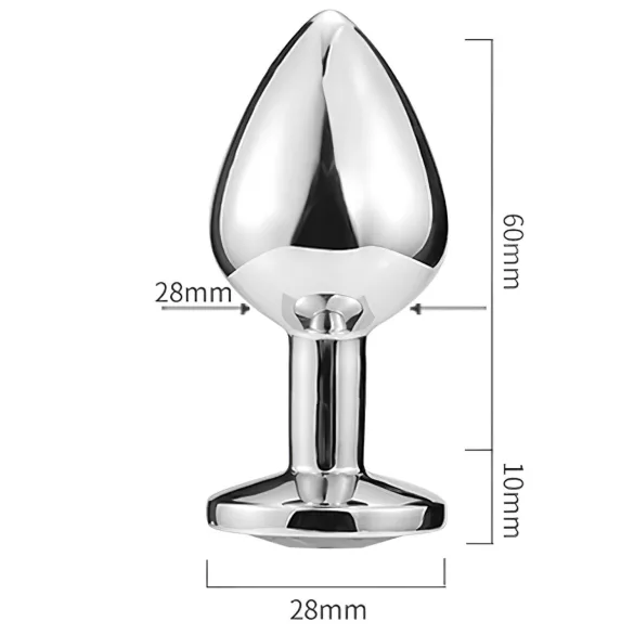 Sunfo - metalen buttplug met hartvormige lichtblauwe steen - zilver