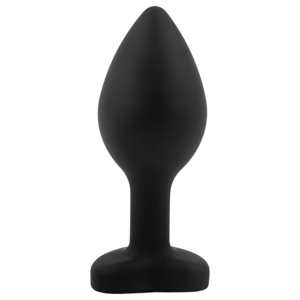 Sunfo - siliconen buttplug - hartvormige blauwe steen - zwart