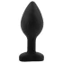 Sunfo - siliconen buttplug met hartvormige zwarte steen - zwart