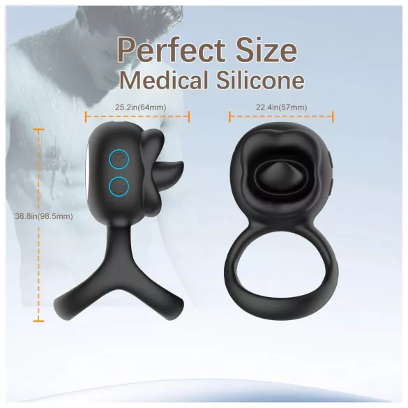 Biu-Biu - penisring en clitorisstimulator met vibrator - zwart