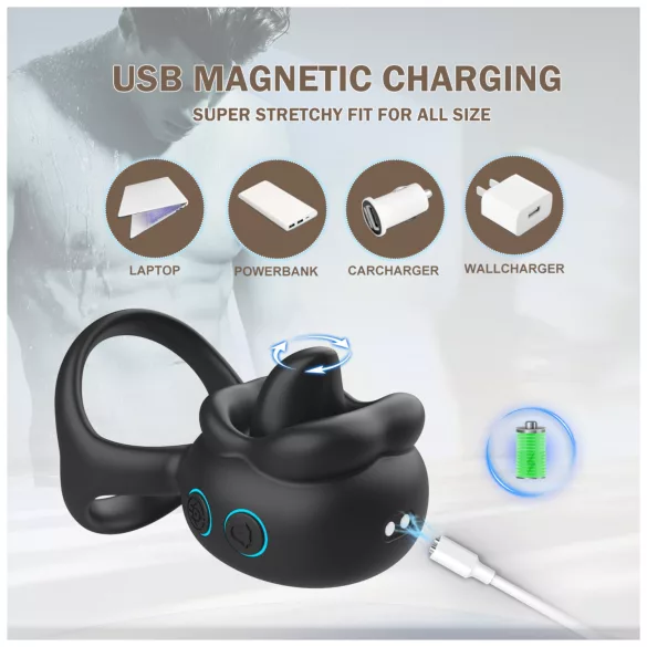 Biu-Biu - penisring en clitorisstimulator met vibrator - zwart