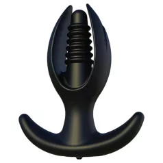 Kangvo - magnetische opblaasbare geribbelde buttplug (zwart)