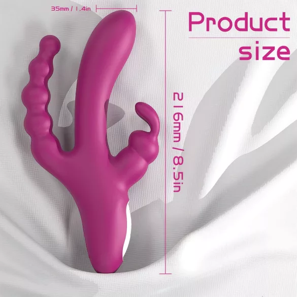 Sex HD Joker - vibrerende dildo met 3 armen - oplaadbaar - waterdicht - paars
