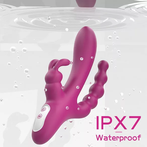 Sex HD Joker - vibrerende dildo met 3 armen - oplaadbaar - waterdicht - paars