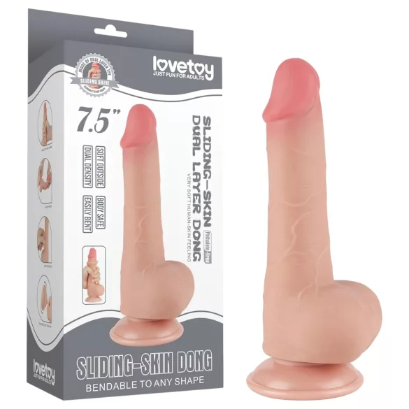 Lovetoy Sliding-Skin - dildo met ballen - realistisch dubbel laag - 20cm