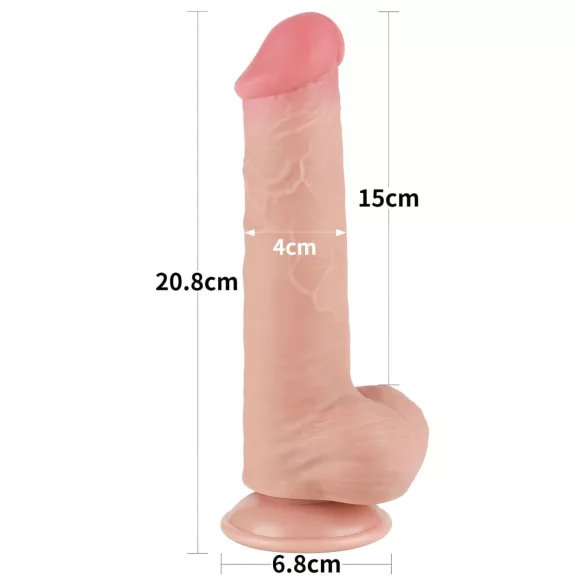 Lovetoy Sliding-Skin - realistische dubbelwandige dildo met ballen - 20,8cm