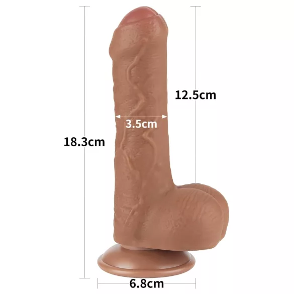 Lovetoy Sliding-Skin - realistische dildo met ballen - 18,3cm - huidskleur