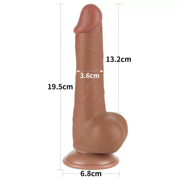 Lovetoy Sliding-Skin - realistische dildo met ballen - 19,5 cm - huidskleur