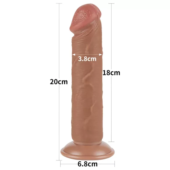 Lovetoy Sliding-Skin - dildo met zuignap - dubbel laags - 20cm - huidskleur