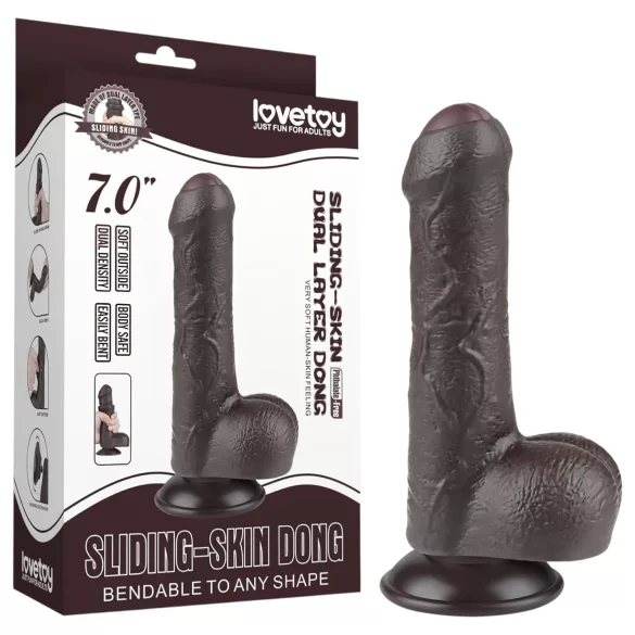 Lovetoy Sliding-Skin - realistische dildo met ballen - dubbel laag
