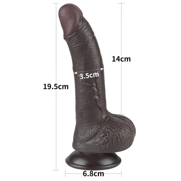 Lovetoy Sliding-Skin - dubbelgelaagde zuignap dildo - 19,5cm (bruin)