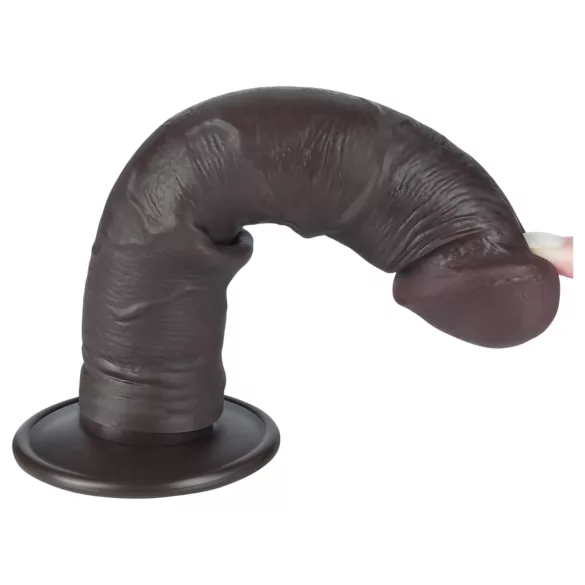Lovetoy Sliding-Skin - dildo met zuignap - realistisch dubbel-laags - 20cm bruin