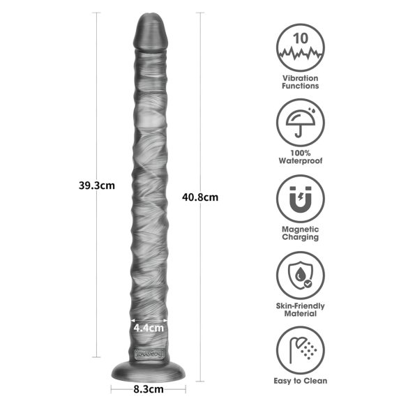 Lovetoy King Sized - grote vibrator - 40,5 cm - grijs