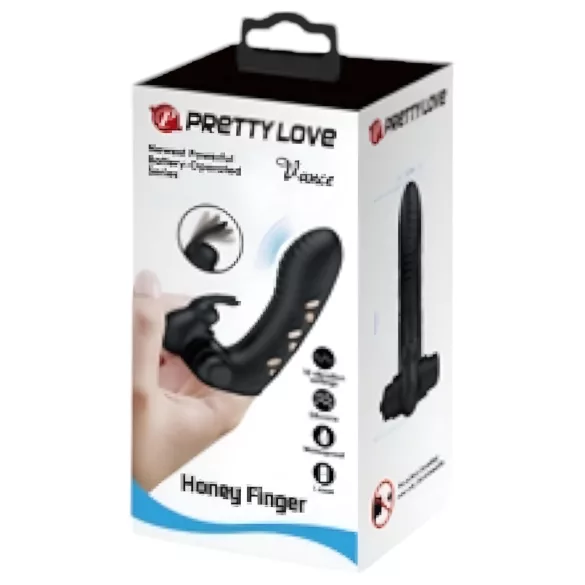 Pretty Love Vance - vinger vibrator met clitorisstimulator - zwart