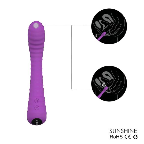 Sex HD Sunshine - oplaadbare, geribbelde G-spot vibrator (paars)