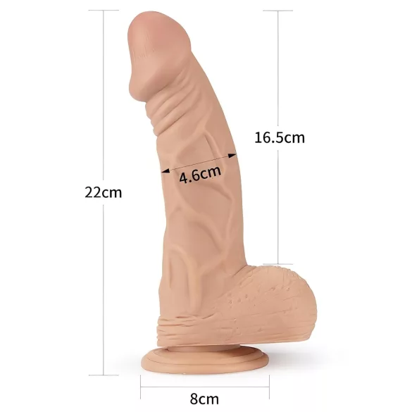 Lovetoy Real Extreme - dildo met zuignap - 23 cm (natuurkleur)