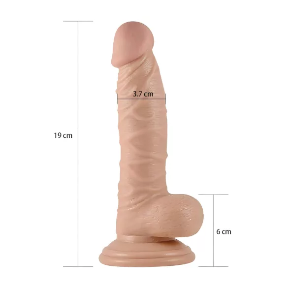 Real Extreme - dildo met balzak en zuignap voor de G‑plek - 19 cm (natuurkleur)