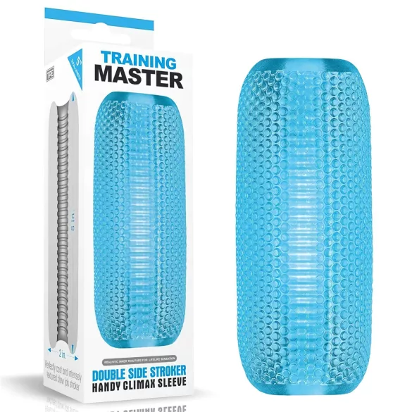 Lovetoy Training Master - dubbele masturbator - geribbeld - blauw