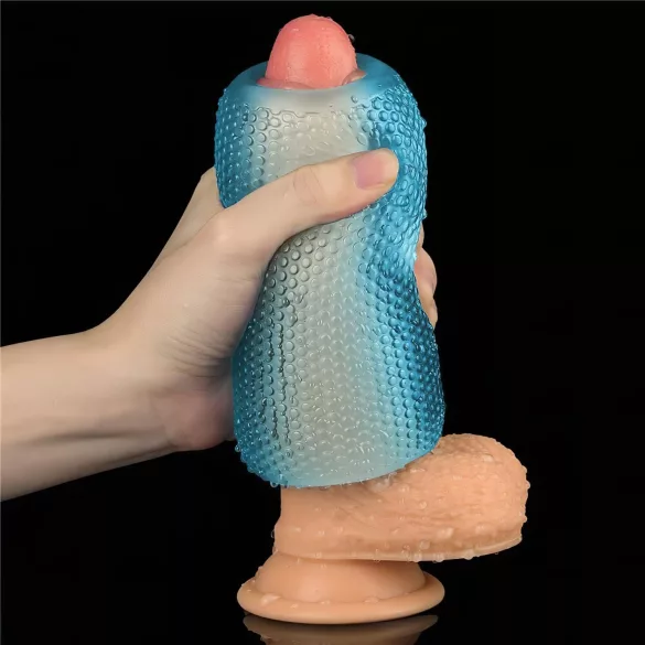 Lovetoy Training Master - dubbele masturbator - geribbeld - blauw