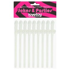 Lovetoy - rietje met penis - glow in the dark - wit