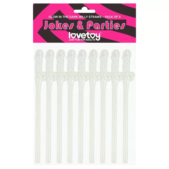 Lovetoy - rietje met penis - glow in the dark - wit