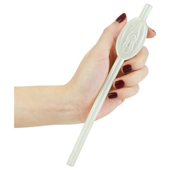 Lovetoy - lichtgevende witte straw met vaginavorm
