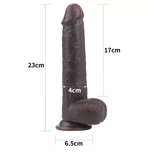 Lovetoy Sliding-Skin - realistische dildo - dubbel gelaagd - 23cm - bruin