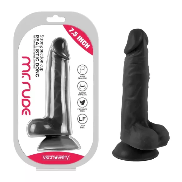 Mr. Rude - dildo met zuignap en ballen - realistisch - 19cm - zwart