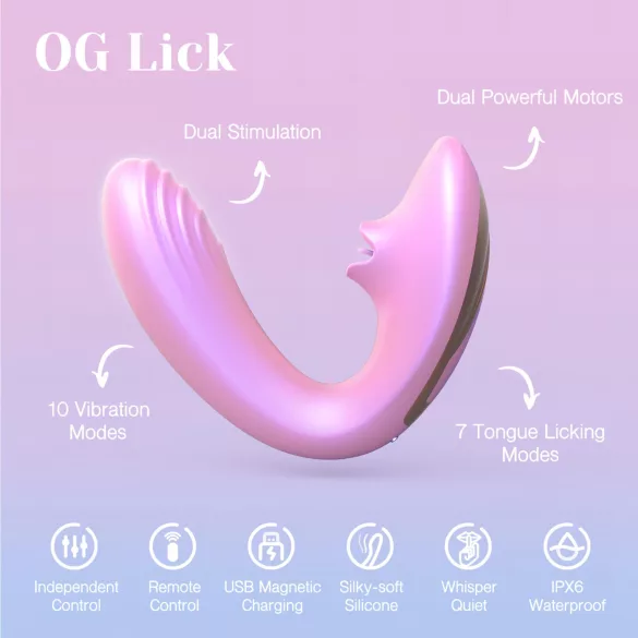 Tracy's Dog OG Lick - G-punt vibrator en clitorisstimulator (roze)