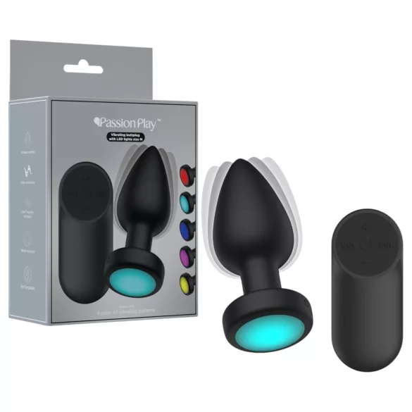 Passion Play - vibrerende anaalplug met LED-licht - maat M