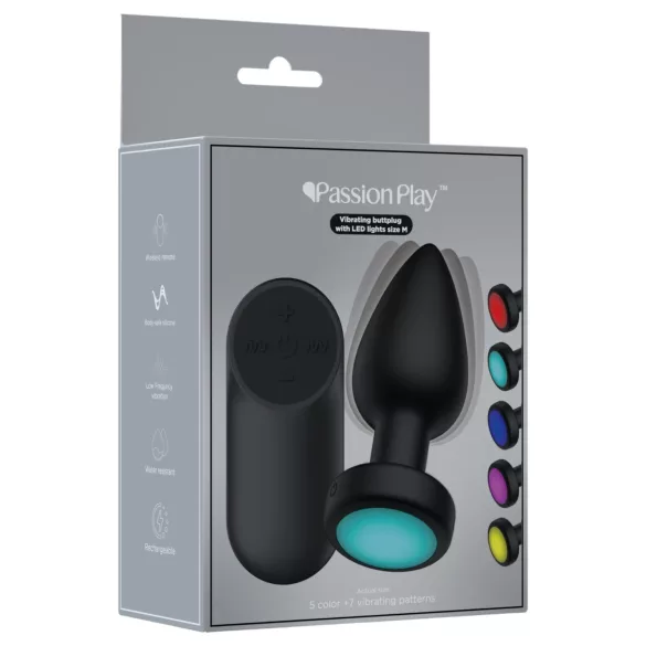 Passion Play - vibrerende anaalplug met LED-licht - maat M
