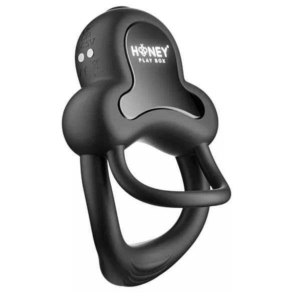 Honey Play Box Anello - App-gestuurde vibrerende penis- en teeltring voor mannen (zwart)