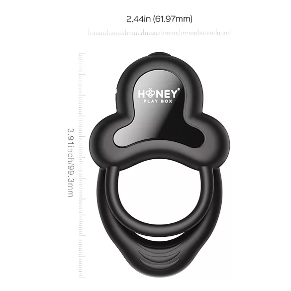 Honey Play Box Anello - App-gestuurde vibrerende penis- en teeltring voor mannen (zwart)
