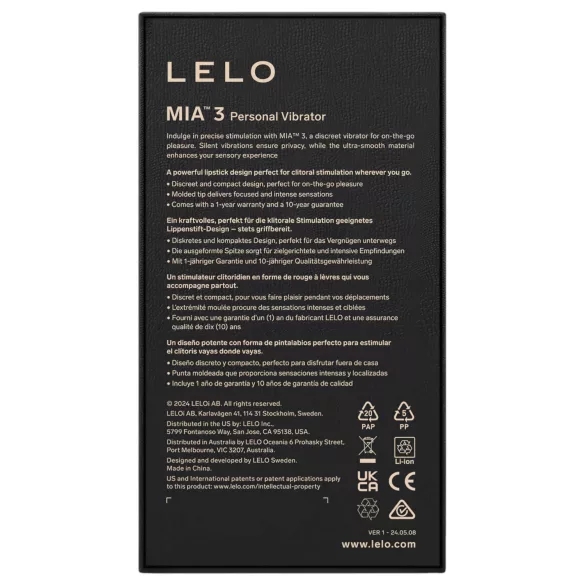 LELO Mia 3 - mini lipstick vibrator - usb oplaadbaar - zwart
