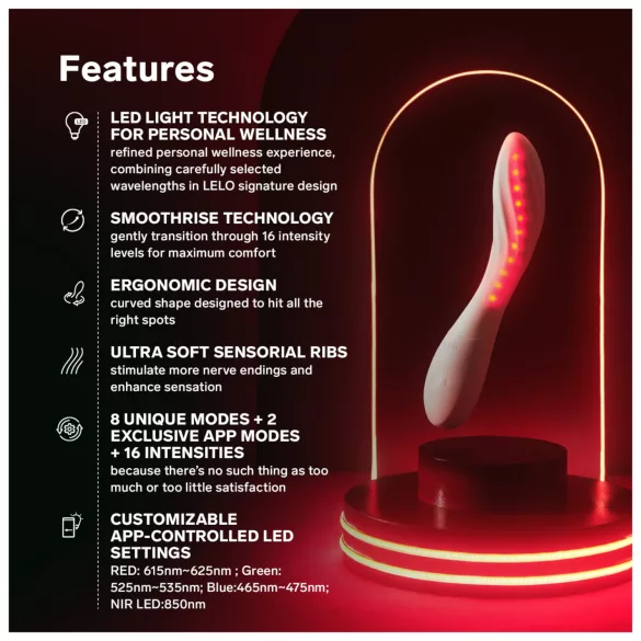 LELO Mona Spectra - slimme G-spot vibrator met LED-licht (wit)