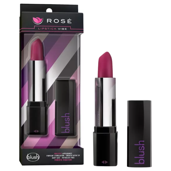 Blush Lipstick Rosé - vibrator in lippenstiftvorm - waterproof - zwart/roze