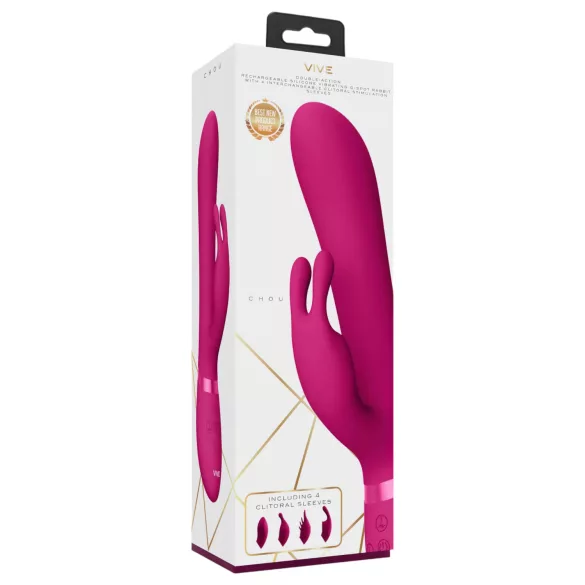 Vive Chou - oplaadbare clitorisstimulator met verwisselbare kop - roze