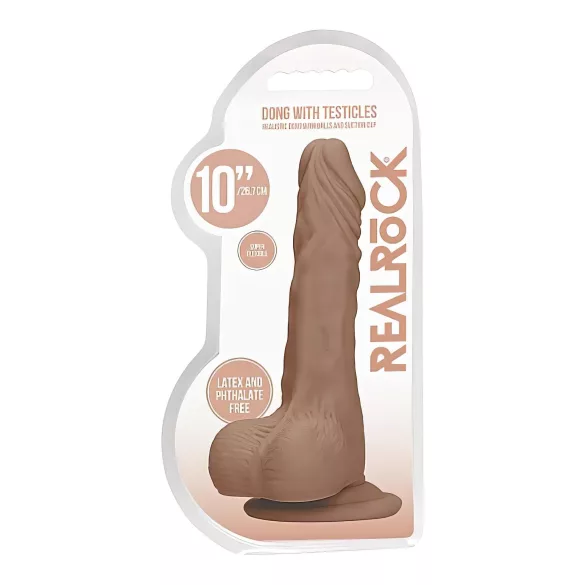 RealRock - dildo met ballen - realistisch 25cm - donker huidskleur