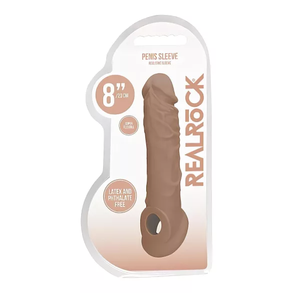 RealRock - penis sleeve - 21 cm - donker huidskleur