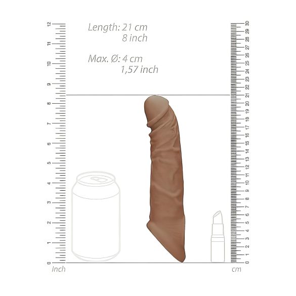RealRock - penis sleeve - 21 cm - donker huidskleur