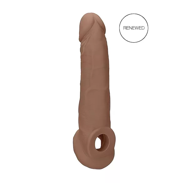 RealRock - penis sleeve - extra lang 21,5 cm - donker huidskleur