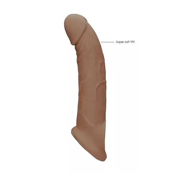 RealRock - penis sleeve - extra lang 21,5 cm - donker huidskleur