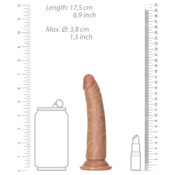 RealRock Slim - realistische dildo 15,5cm - donker huidskleur
