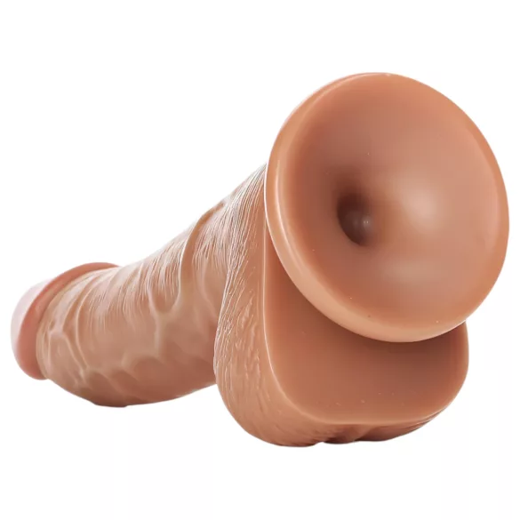 RealRock - dildo met zuignap en ballen - 15,5cm - donker huidkleur