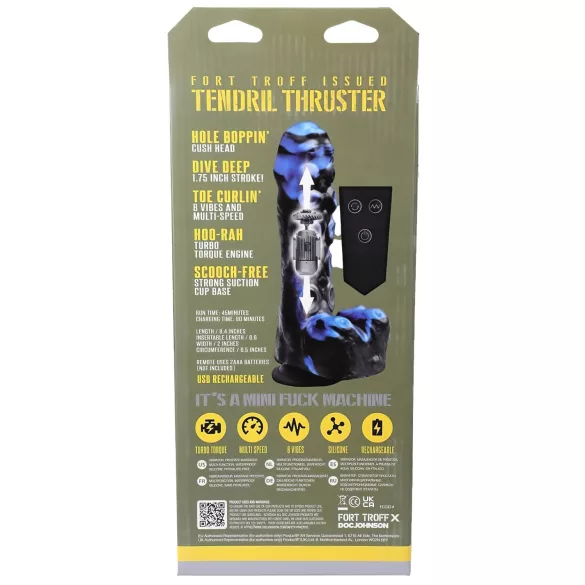 Doc Johnson Mini F-Machine Tendril - stoot vibrator - draadloos - blauw