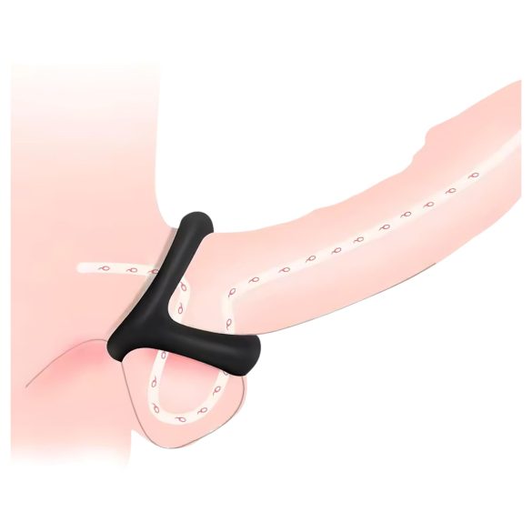 Penis- en balzakring met geruwde oppervlakte (zwart)