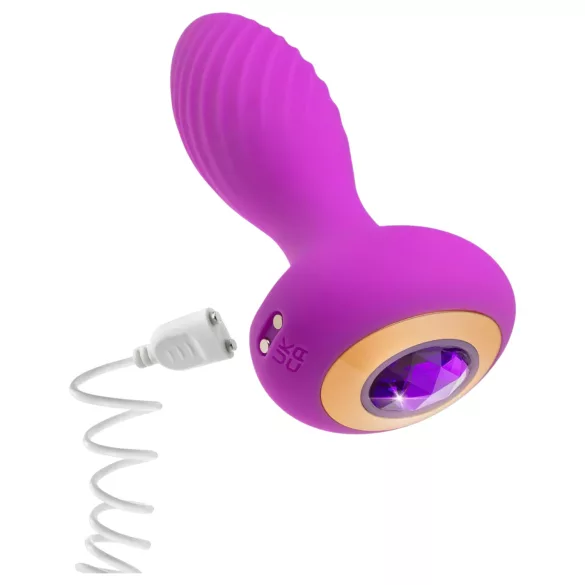 Oh My Gem - vibrerende buttplug met steen - silicone - paars