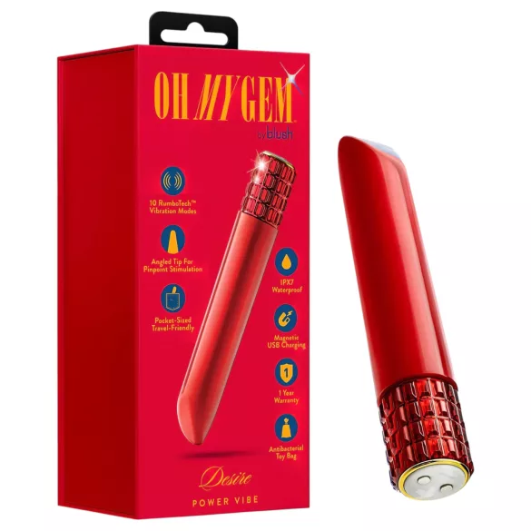 Oh My Gem - oplaadbare lipstick vibrator (rood)