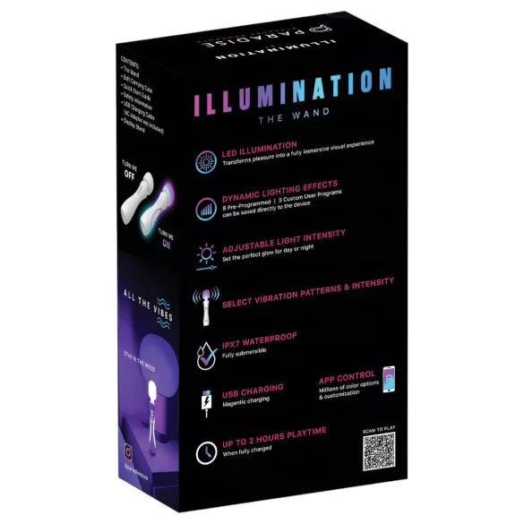 Paradise Illumination - lichtgevende massage-wand vibrator (wit)